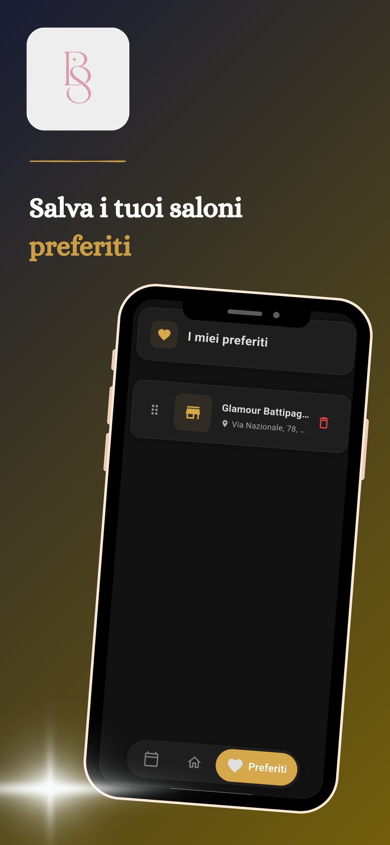 Saloni preferiti salvati nell'app