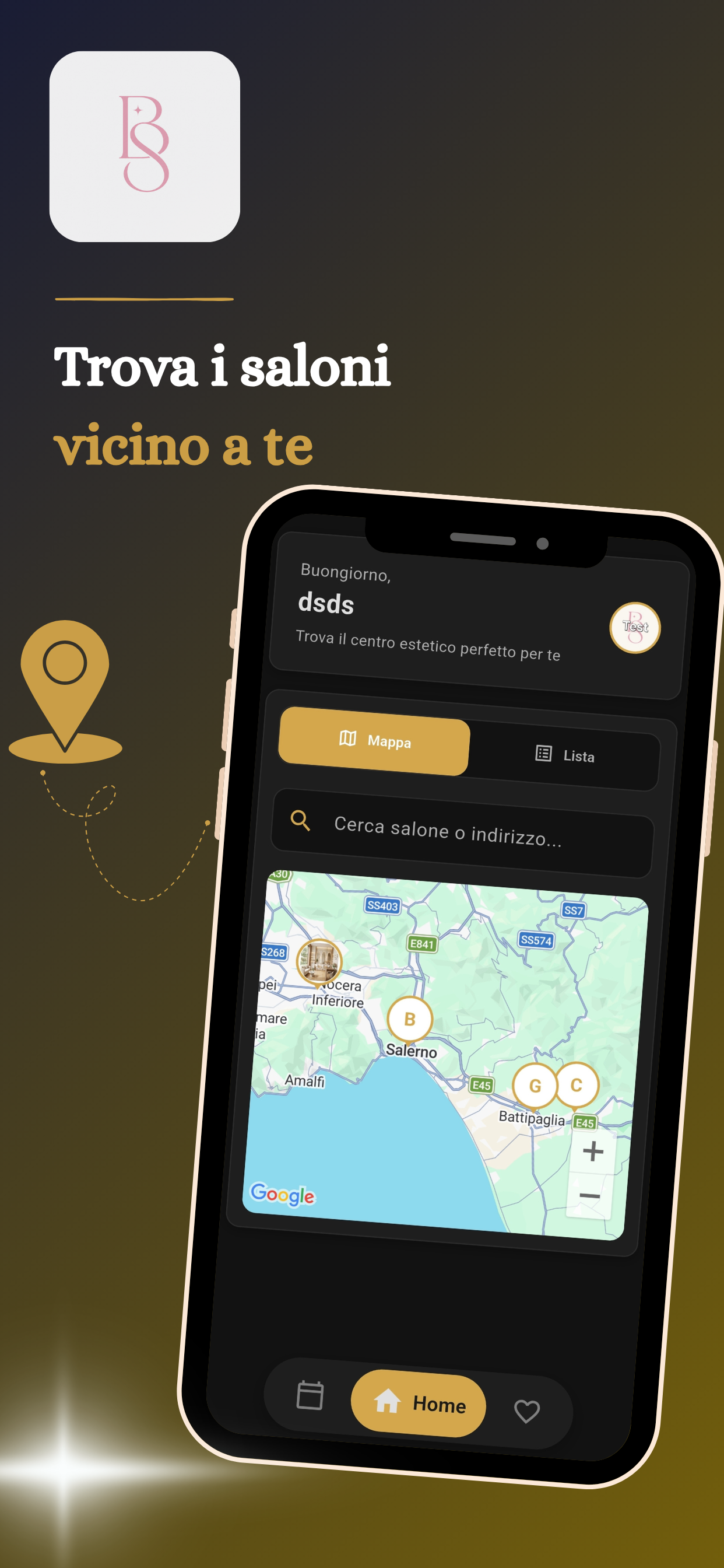 Mappa dei saloni vicini in BeautySync